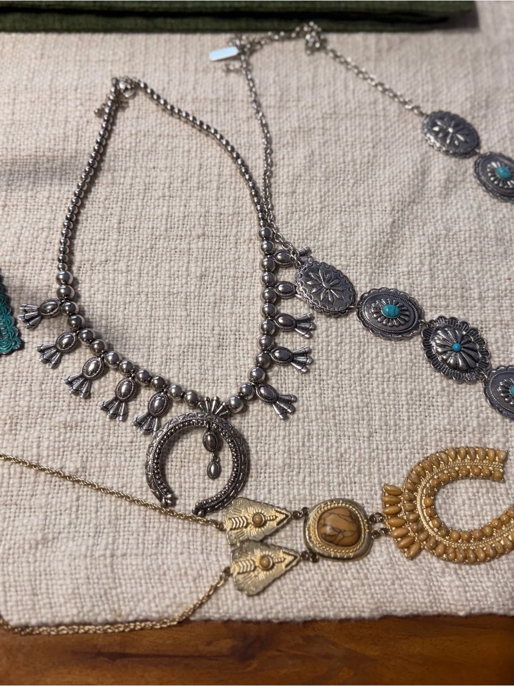 Boho Silver-Tone Crescent Statement Necklace - Southwestern Inspired